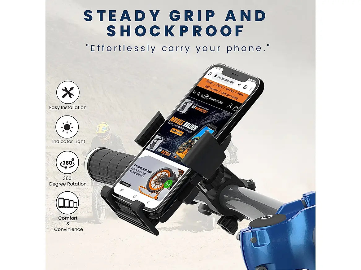 GPS  Cool Grip B1 Bike Handle Bar Mobile Holder - One Click Locking - Black - AlwaysRiding