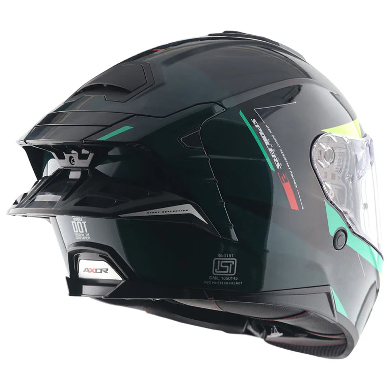 AXOR BRUTALE KRYTIC DUAL SPOILER HELMET (Gloss Black Green)