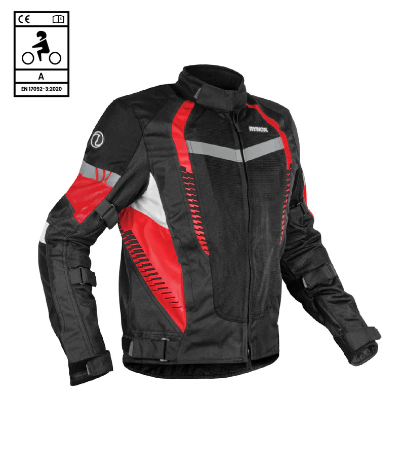 RYNOX TORNADO PRO 4 JACKET  (Black Red)- CE CERTIFIED CLASS A