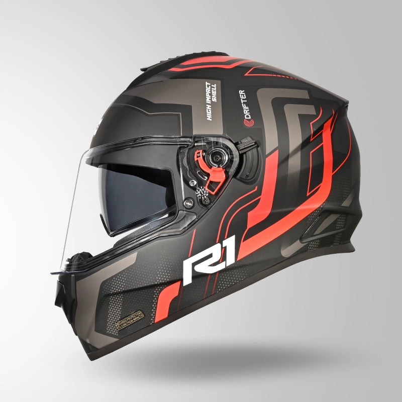 STUDDS DRIFTER D4 R1 HELMET (Matt Black Red)
