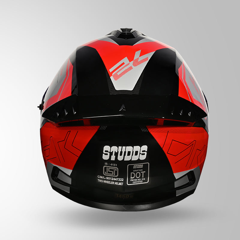 STUDDS DRIFTER D6 REBELLION HELMET (Matt Red Silver)