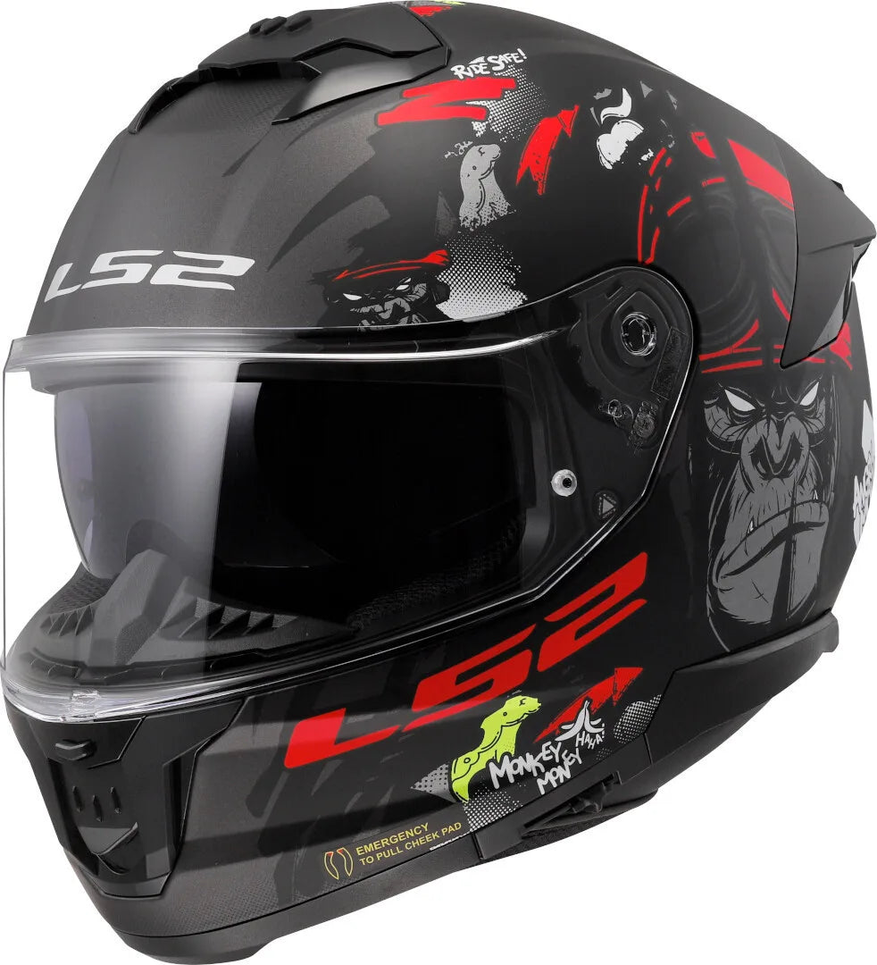 LS2 FF320 STREAM II ANGRY MONKEY HELMET (Matt Black Red)