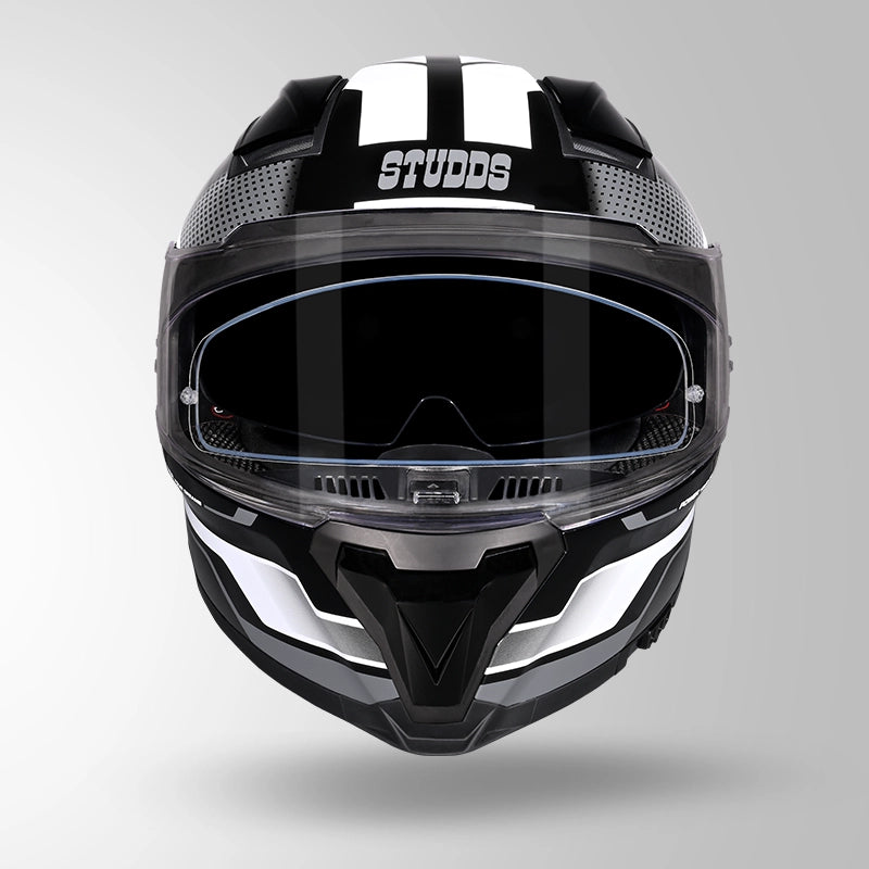 STUDDS HELIOS D1 ASPHALT HELMET (Matt Black White)
