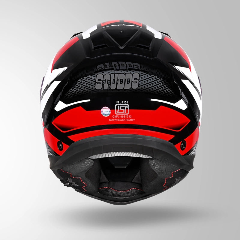 STUDDS HELIOS D1 ASPHALT HELMET (Gloss White Red)