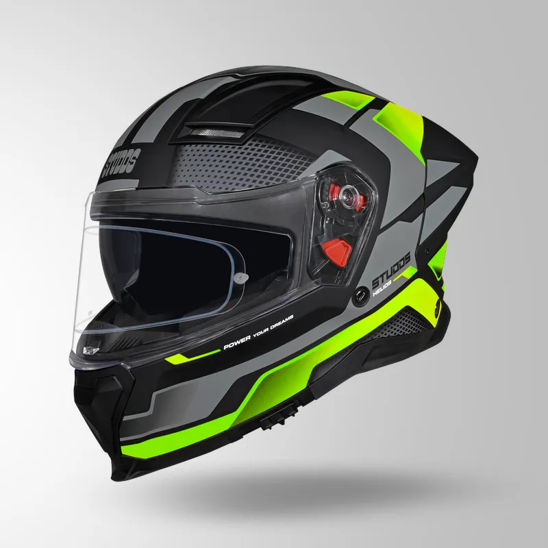 STUDDS HELIOS D1 ASPHALT HELMET (Matt Black Neon)