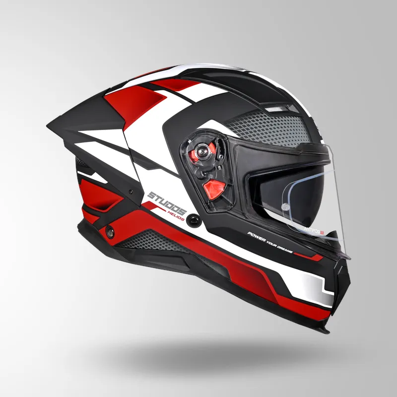 STUDDS HELIOS D1 ASPHALT HELMET (Matt White Red)