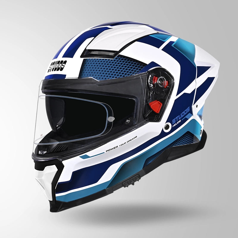 STUDDS HELIOS D1 ASPHALT HELMET (Gloss White Blue)