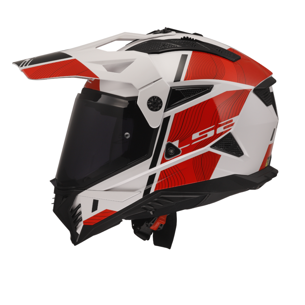 LS2 MX436 PIONEER II HILL HELMET (Gloss White Red)