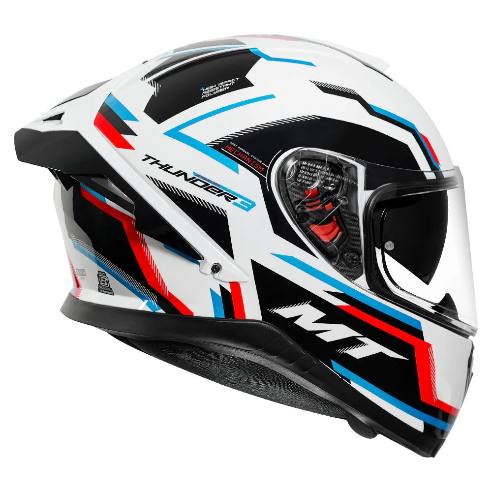 MT THUNDER 3 SV PRO BLAZE HELMET (Gloss White Red) - Always Riding
