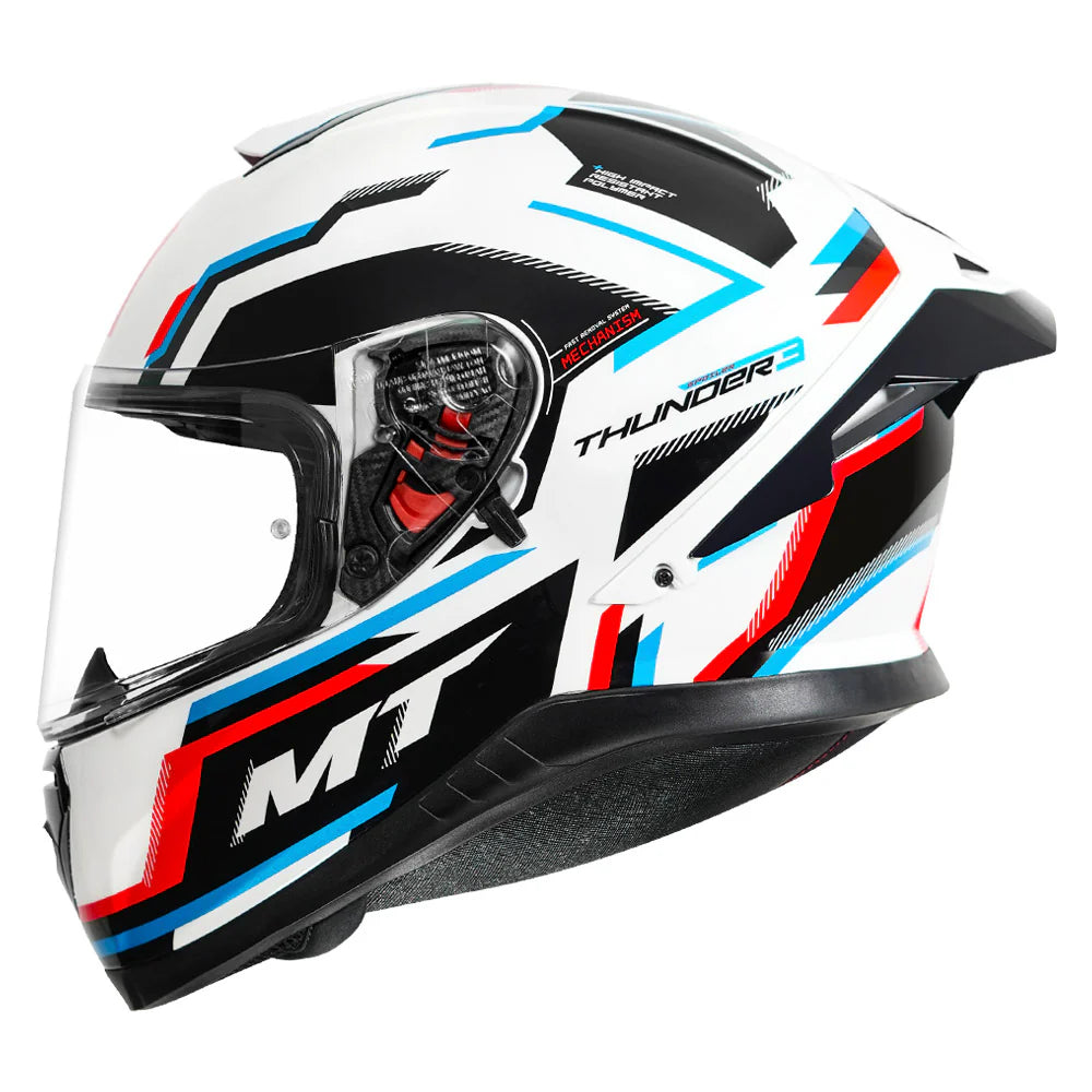 MT THUNDER 3 SV PRO BLAZE HELMET (Gloss White Red) - Always Riding