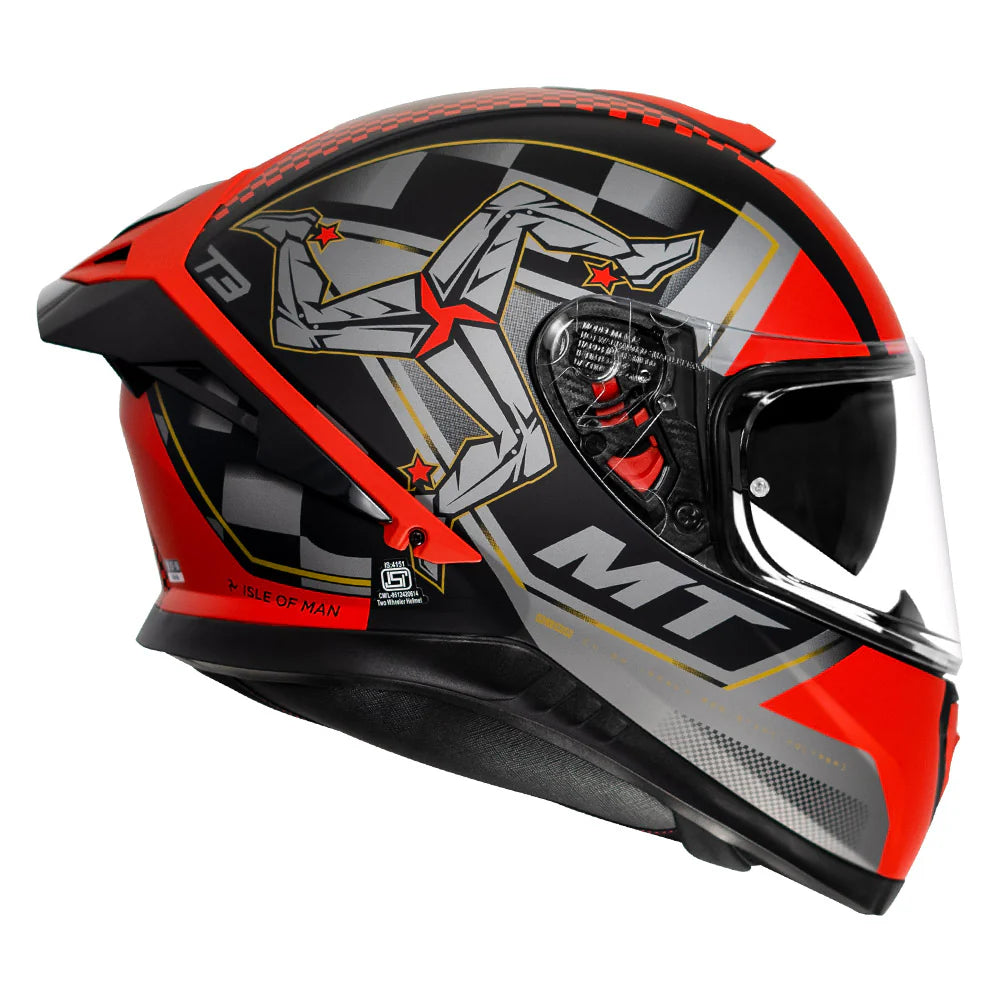 MT THUNDER SV PRO ISLE OF MAN HELMET (Matt Black Red)