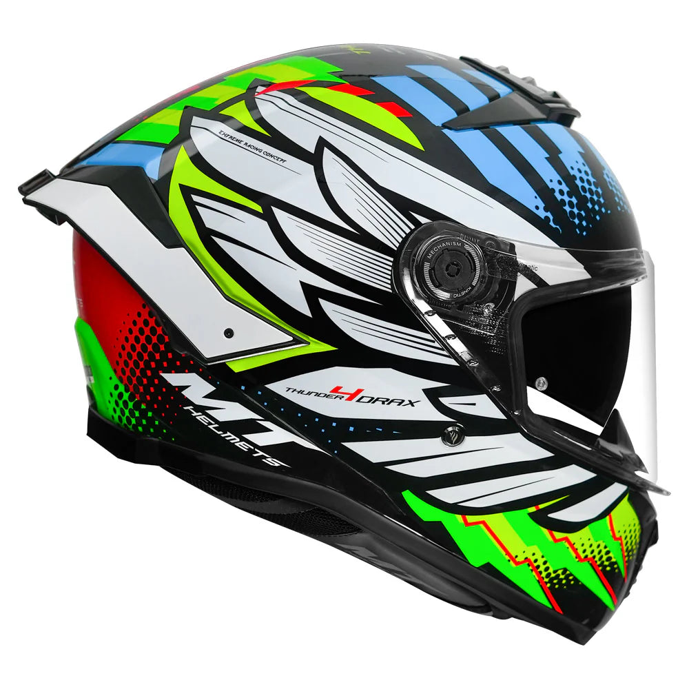 MT THUNDER 4 SV DRAX HELMET (Gloss Blue Neon) - Always Riding