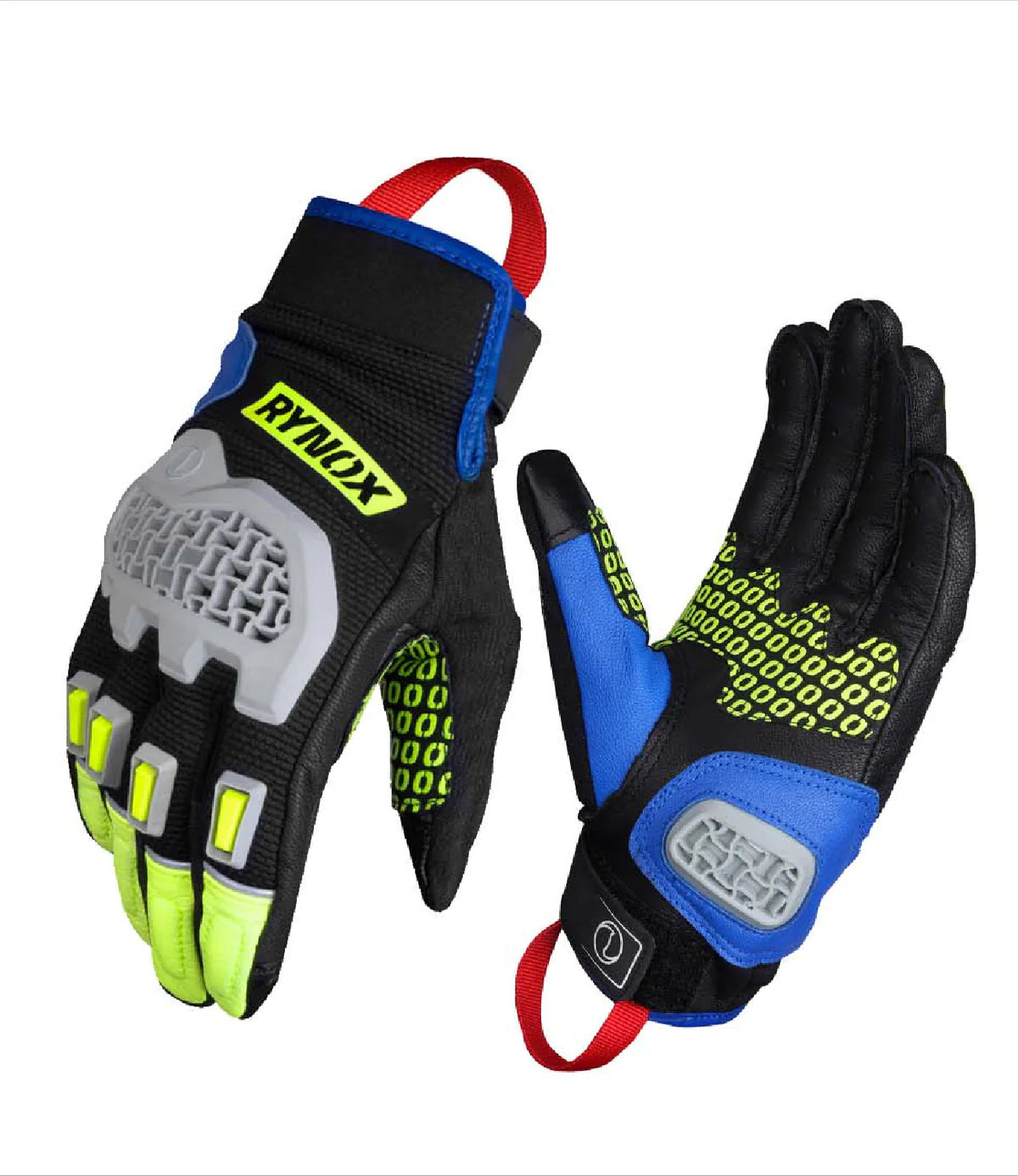 RYNOX GRAVEL DUALSPORT GLOVE (Hi-Viz GreenBlue) - AlwaysRiding