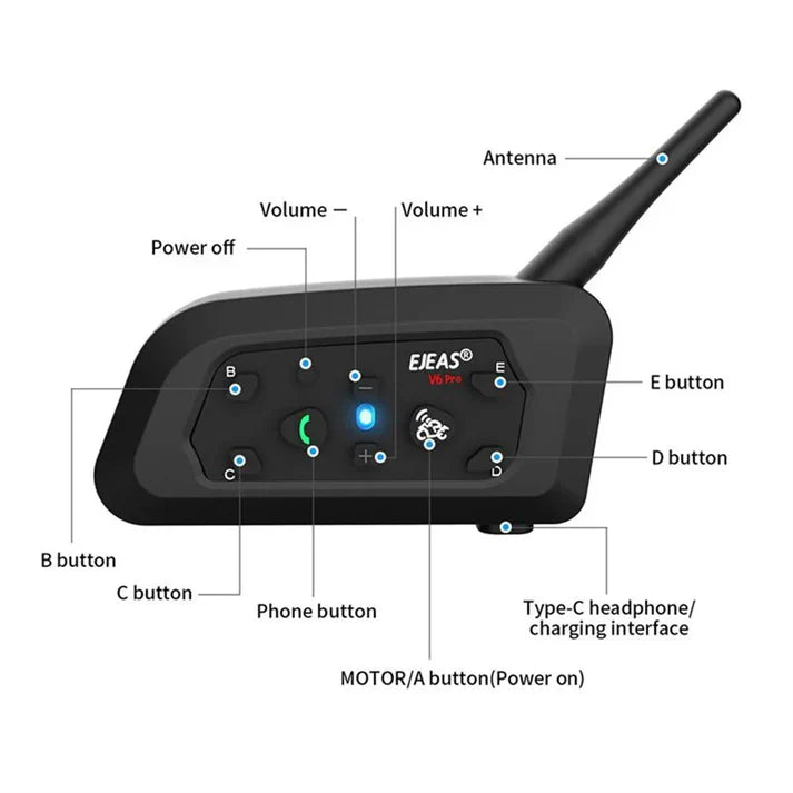 EJEAS V6 PRO+ BLUETOOTH HELMET INTERCOM (WARRANTY 12 MONTHS)