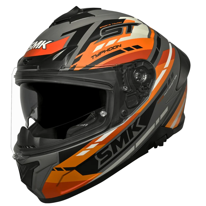 SMK TYPHOON SPORTS TOURER HELMET MA672 (Matt Black Orange)