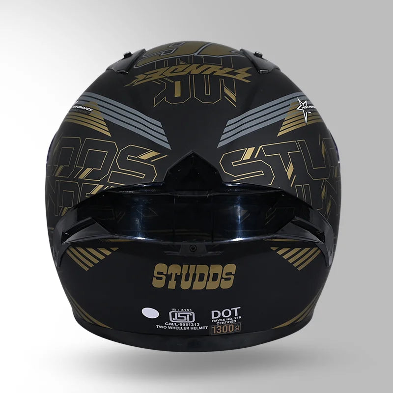 STUDDS THUNDER D11 HELMET (Matt Black Gold)