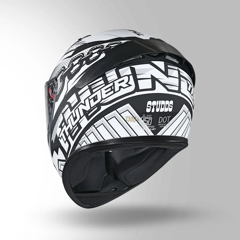 STUDDS THUNDER D5 HELMET (Matt Black White)