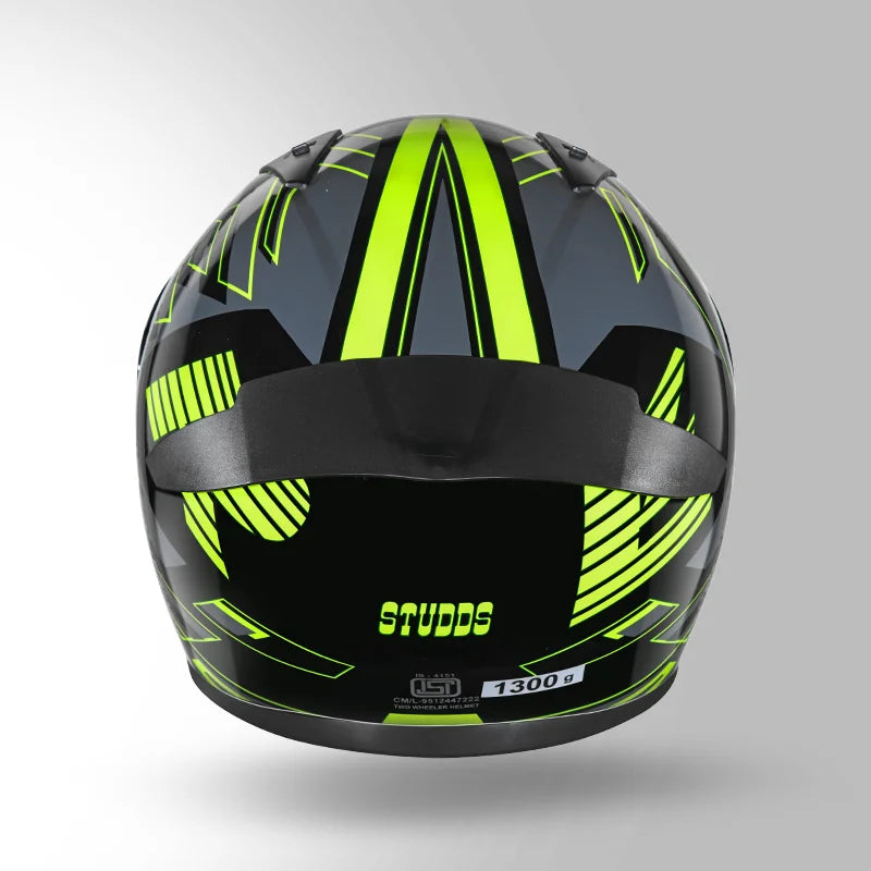 STUDDS THUNDER D3 HELMET (Matt Black Neon)