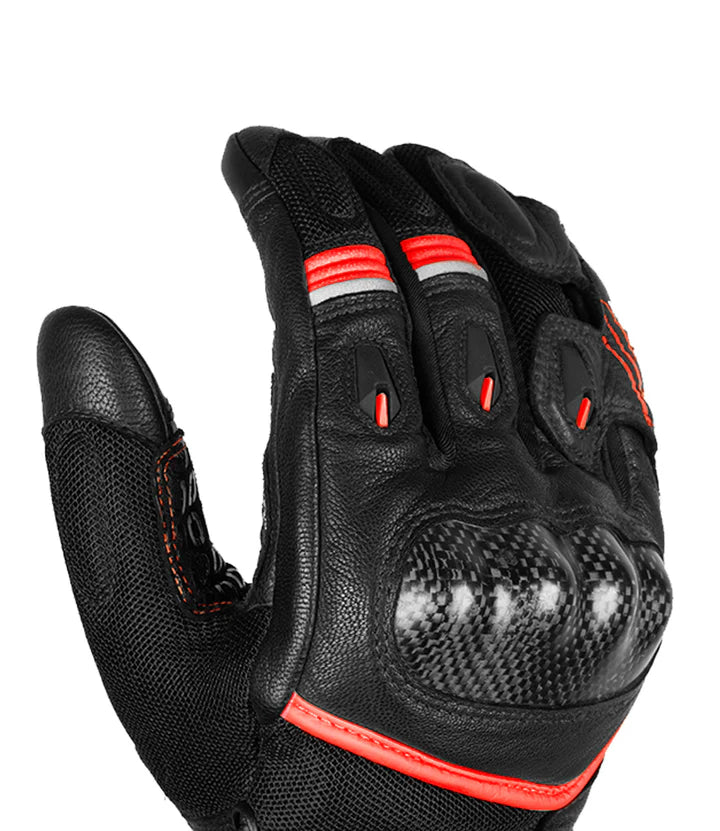 RYNOX TORNADO PRO 4 GLOVES (Black Red) -CARBON EDITION