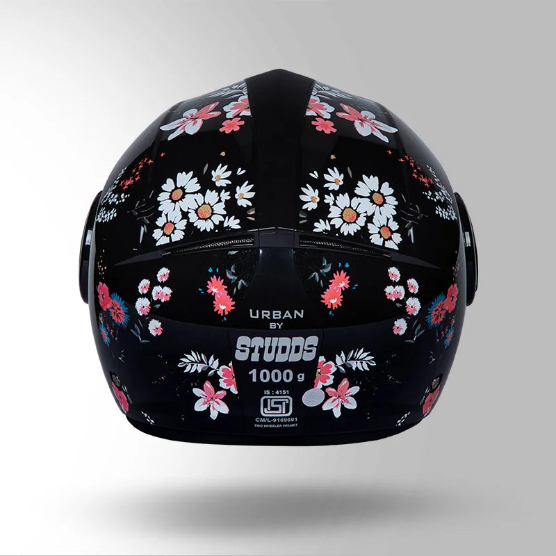 STUDDS URBAN D2 FLOWER HELMET (Gloss Black Pink)