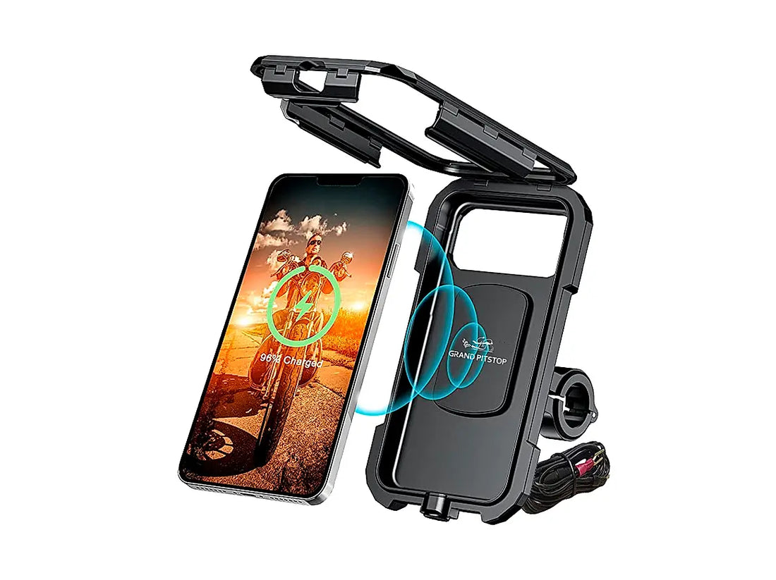 GPS Waterproof Mobile Holder Handlebar Mount with 15W Wireless Charger - Black - AlwaysRiding