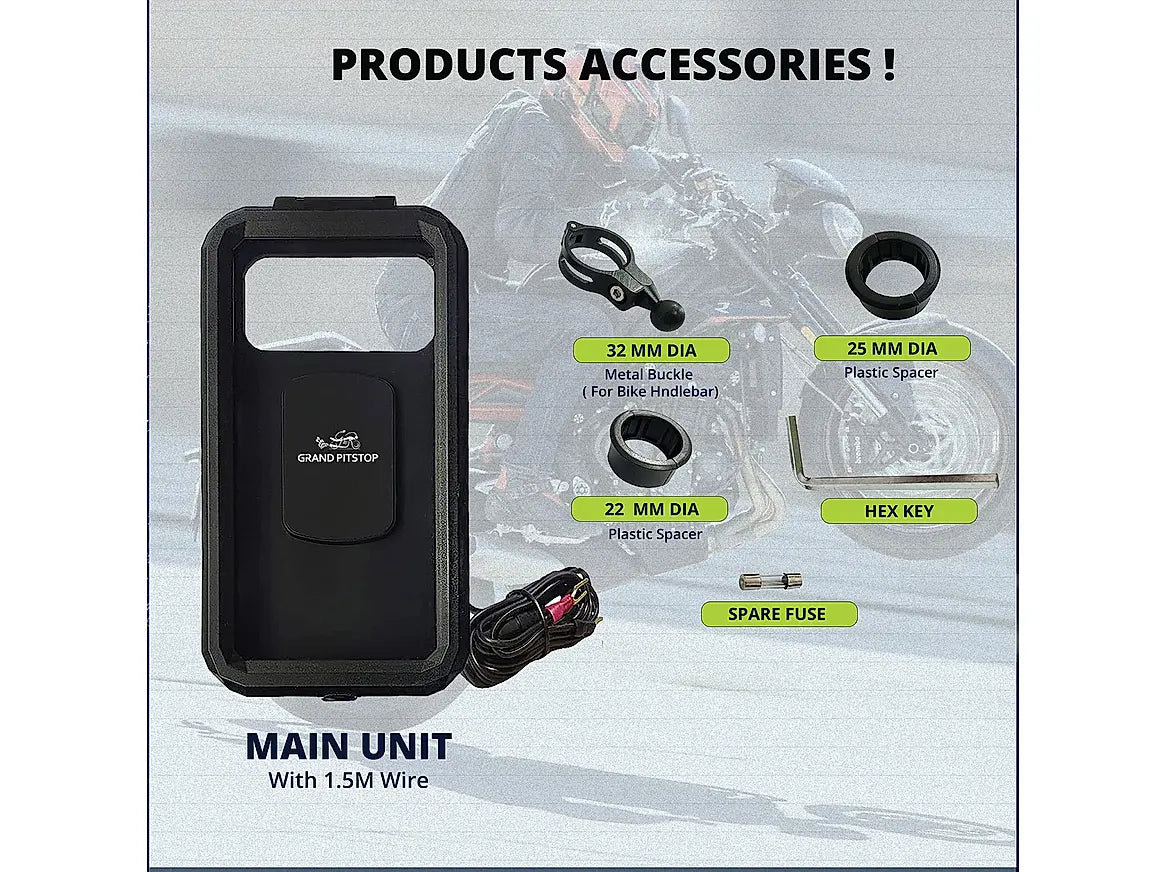 GPS Waterproof Mobile Holder Handlebar Mount with 15W Wireless Charger - Black - AlwaysRiding