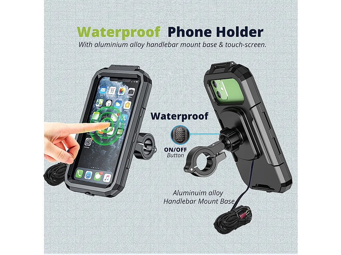 GPS Waterproof Mobile Holder Handlebar Mount with 15W Wireless Charger - Black - AlwaysRiding
