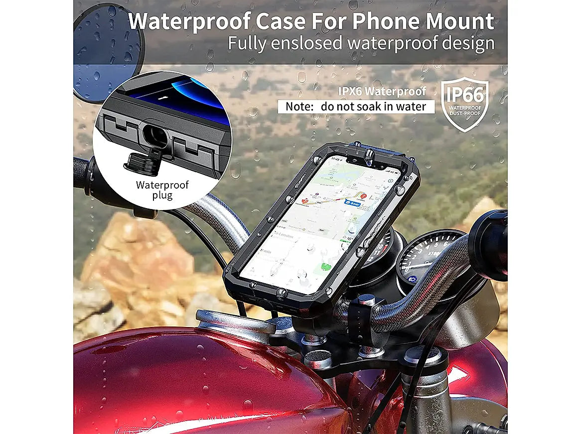 GPS Waterproof Mobile Holder Handlebar Mount with 15W Wireless Charger - Black - AlwaysRiding