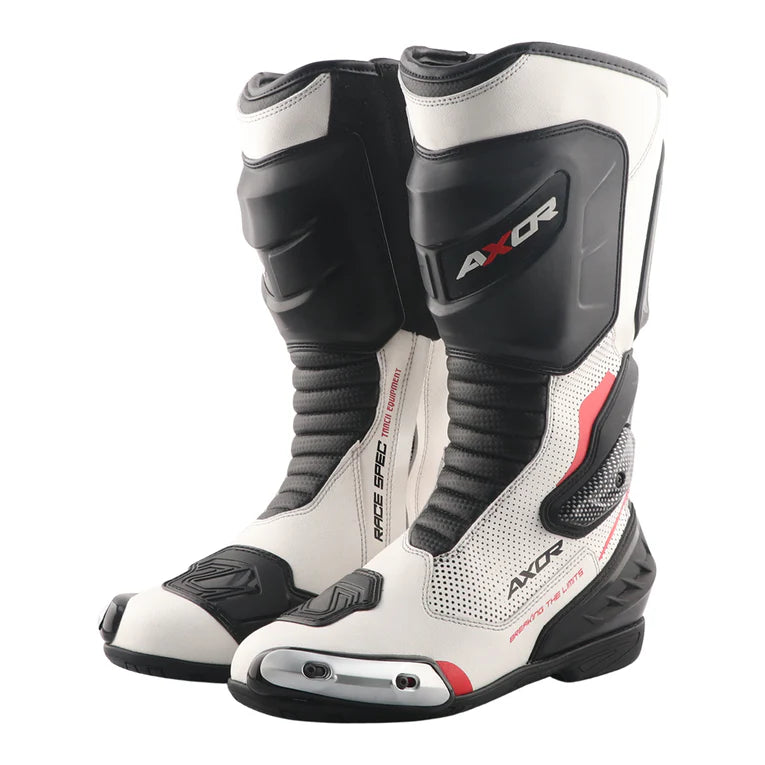 Red Color Boots For Riding AXOR RACER TEC RIDING BOOTS (Black White Red)