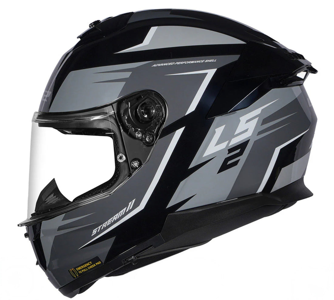 LS2 FF320 STREAM II METEOR HELMET (Gloss Black Grey)