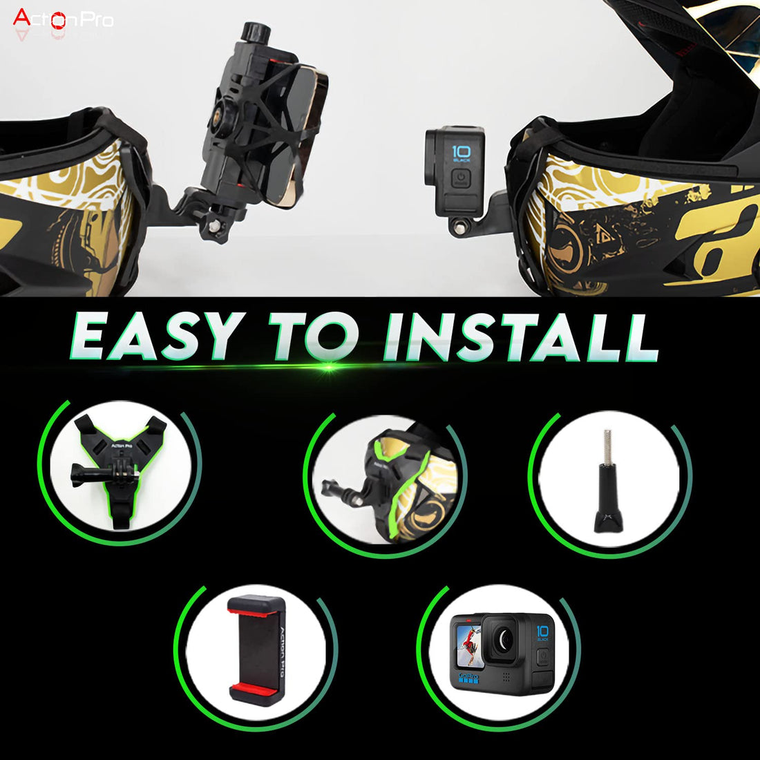 AR ACTION PRO CHIN STRAP HELMET MOUNT with MOBILE HOLDER - Always Riding