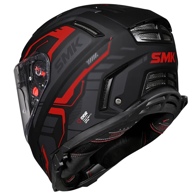 SMK AGNAR TEKTRON HELMET GL263 (Gloss Black Red)