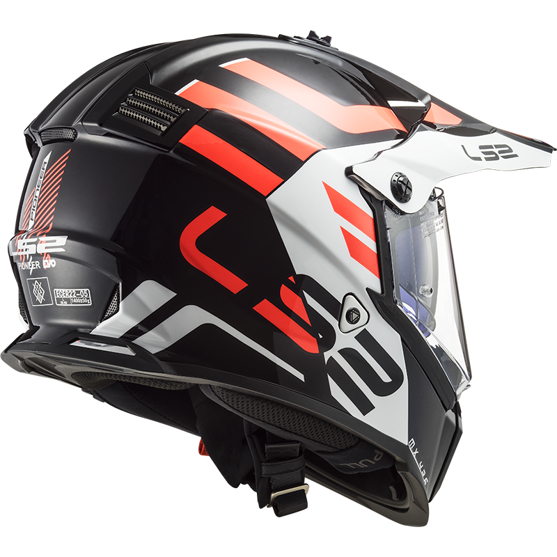 LS2 MX436 PIONEER EVO ADVENTURER HELMET (Gloss Black White) - AlwaysRiding