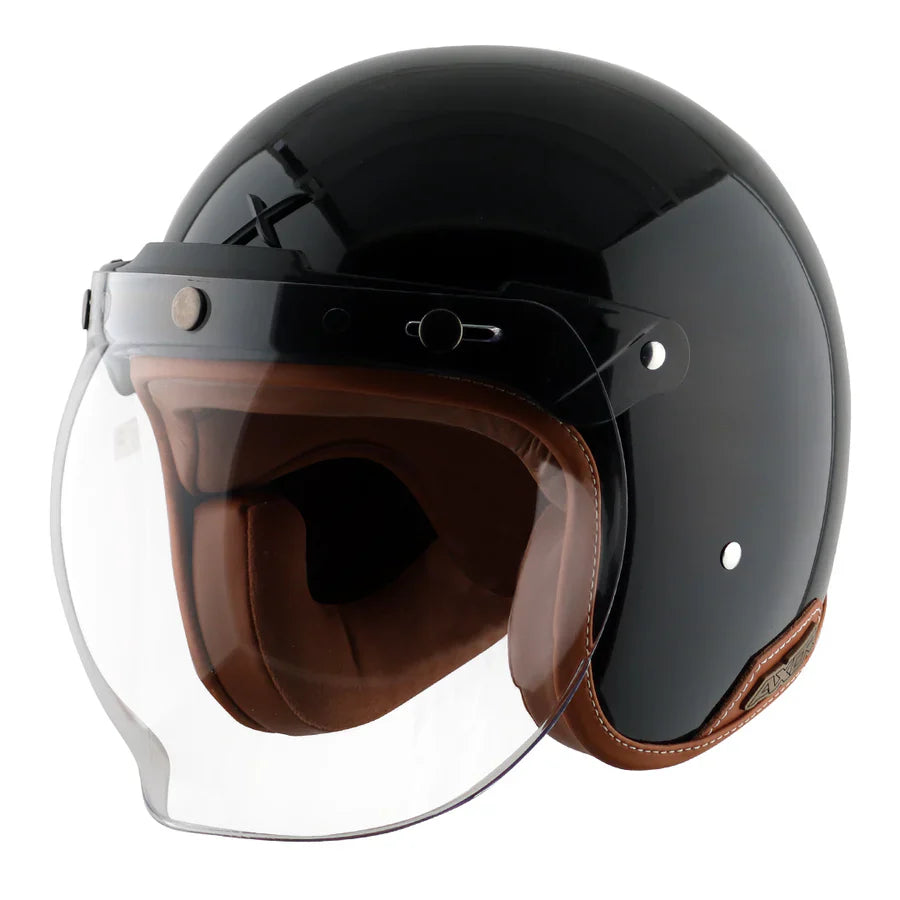 AXOR RETRO JET HELMET (Gloss Black) - AlwaysRiding