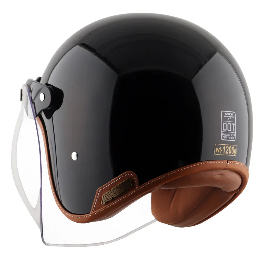 AXOR RETRO JET HELMET (Gloss Black) - AlwaysRiding