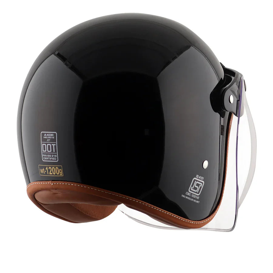 AXOR RETRO JET HELMET (Gloss Black) - AlwaysRiding