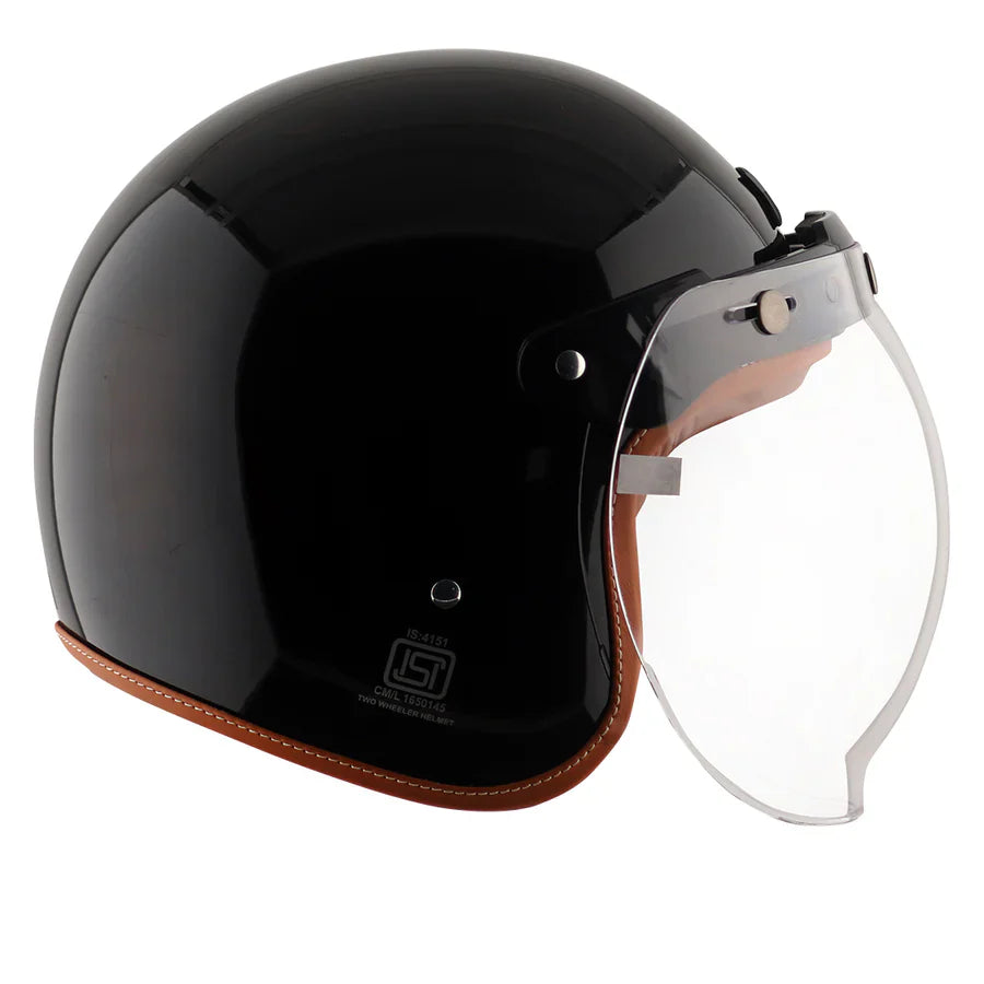AXOR RETRO JET HELMET (Gloss Black) - AlwaysRiding