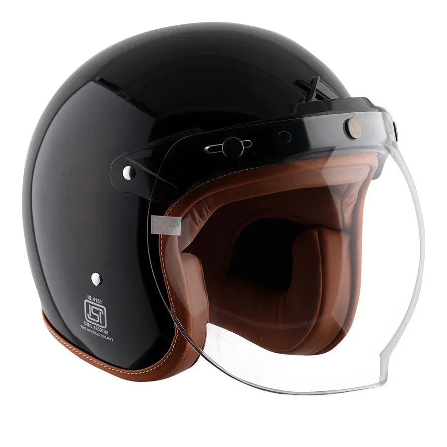 AXOR RETRO JET HELMET (Gloss Black) - AlwaysRiding