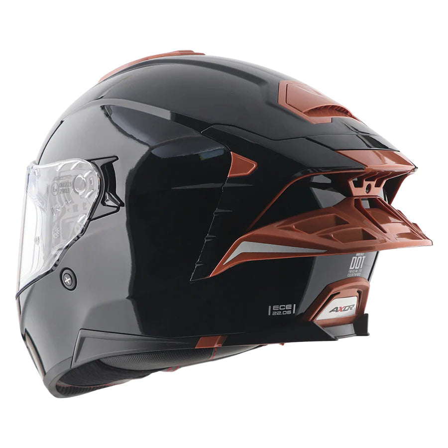 AXOR BRUTALE CORSA DUAL SPOILER HELMET (Gloss Black Orange) - Always Riding