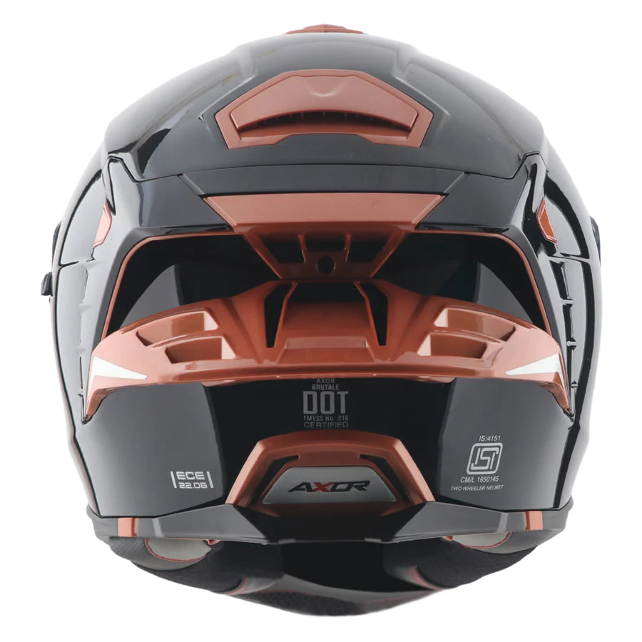 AXOR BRUTALE CORSA DUAL SPOILER HELMET (Gloss Black Orange) - Always Riding