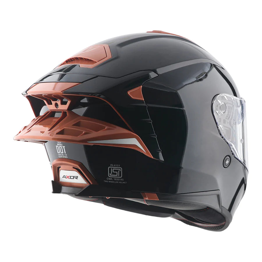 AXOR BRUTALE CORSA DUAL SPOILER HELMET (Gloss Black Orange) - Always Riding