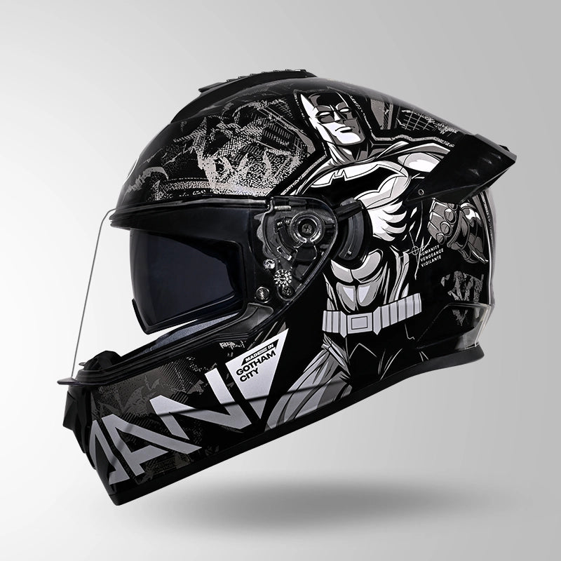 STUDDS DRIFTER BATMAN HELMET (Gloss Black Grey)