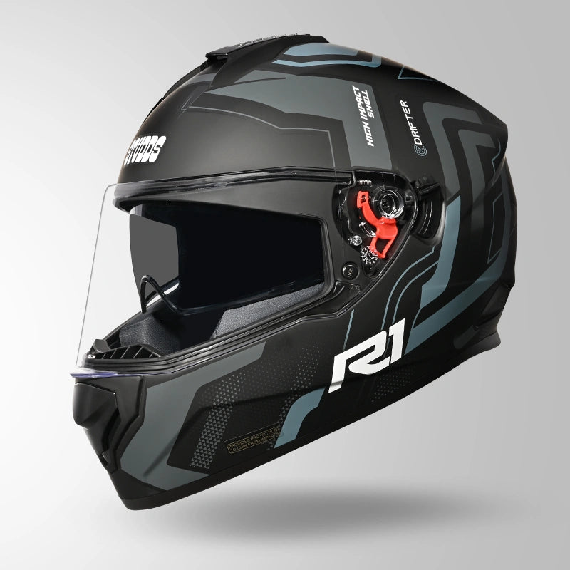 STUDDS DRIFTER D4 R1 HELMET (Matt Black Grey)