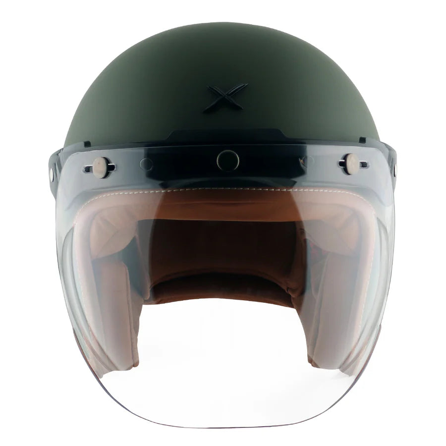 AXOR RETRO JET HELMET (Dull Battle Green) - AlwaysRiding