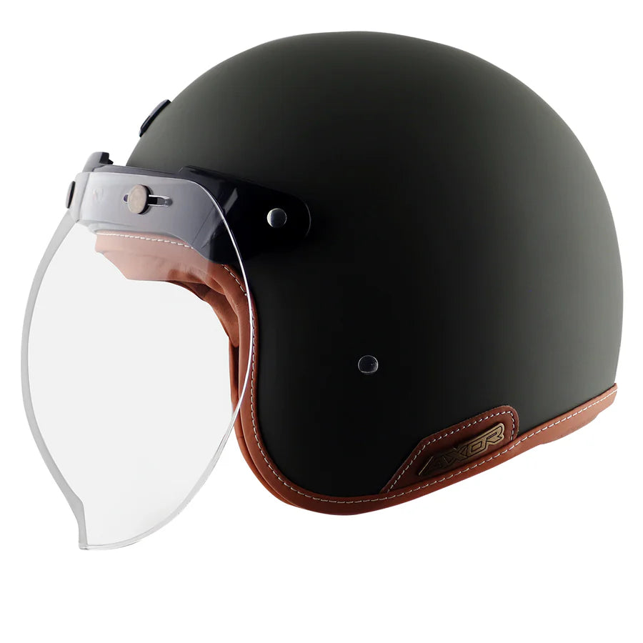 AXOR RETRO JET HELMET (Dull Battle Green) - AlwaysRiding