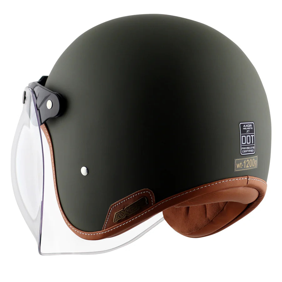 AXOR RETRO JET HELMET (Dull Battle Green) - AlwaysRiding