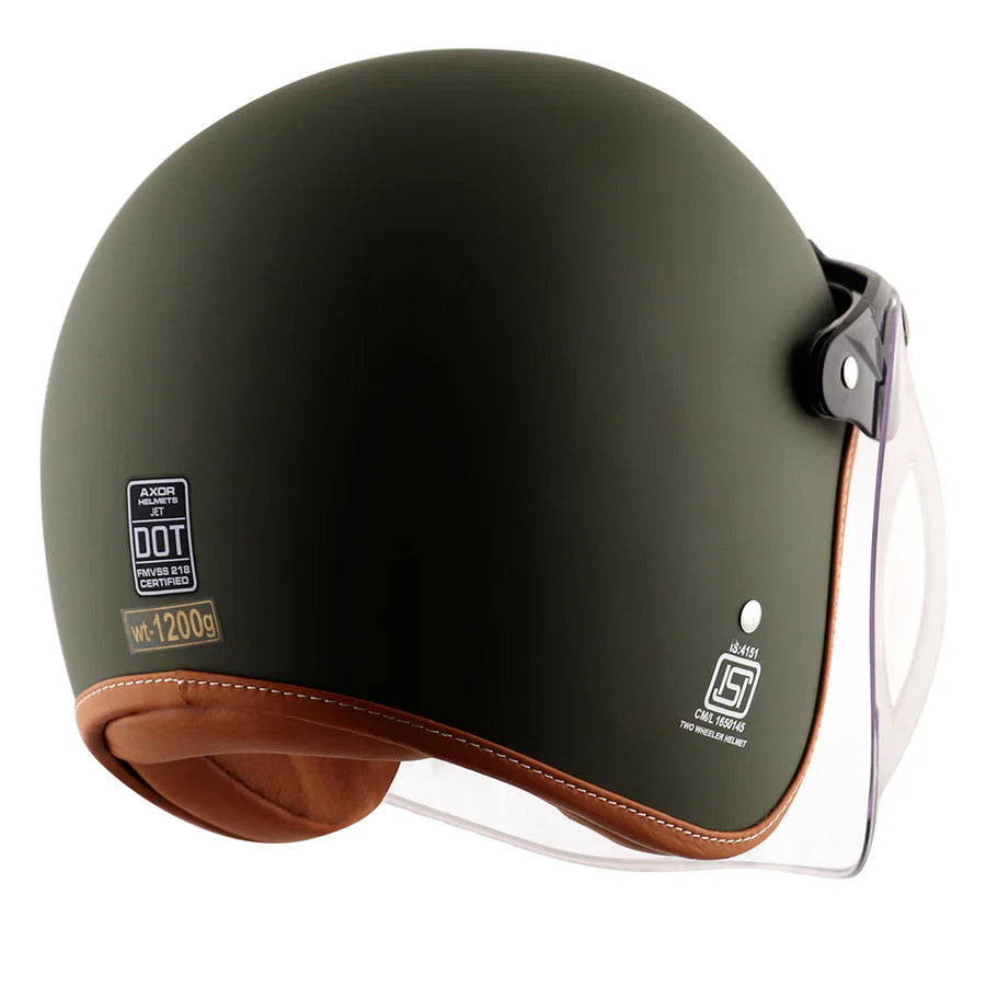 AXOR RETRO JET HELMET (Dull Battle Green) - AlwaysRiding
