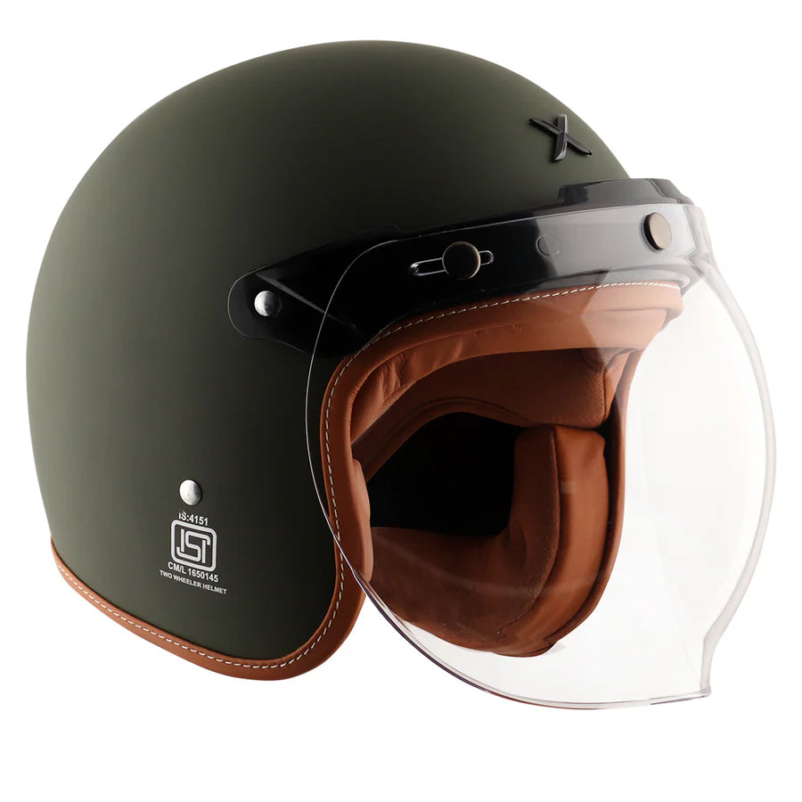 AXOR RETRO JET HELMET (Dull Battle Green) - AlwaysRiding