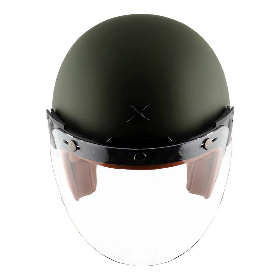 AXOR RETRO JET HELMET (Dull Battle Green) - AlwaysRiding