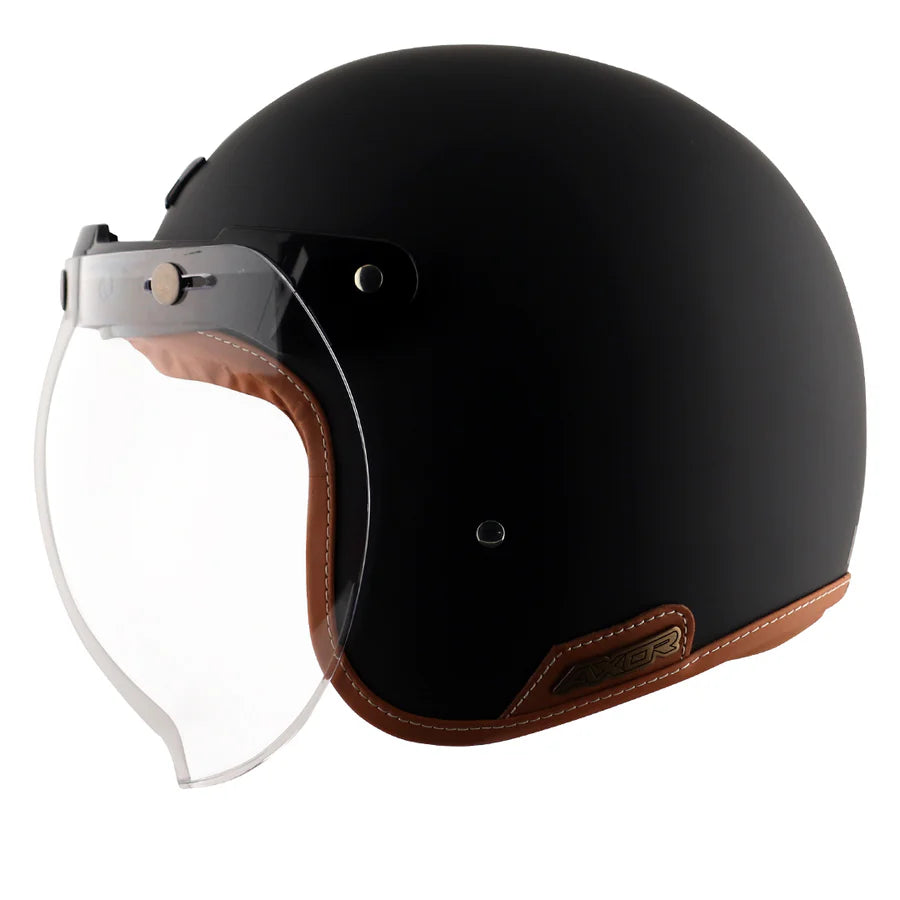 AXOR RETRO JET HELMET (Dull Black) - AlwaysRiding